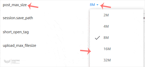 Cum se mărește valoarea post_max_size a PHP folosind selectorul CloudLinux în DirectAdmin - 2026